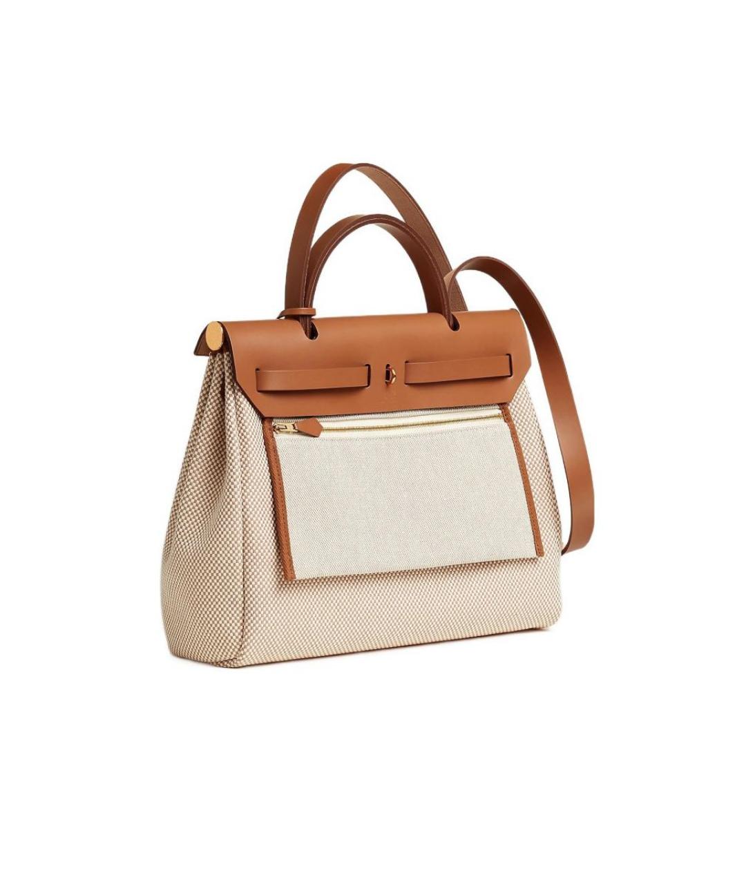 HERMES Бежевая сумка с короткими ручками, фото 3