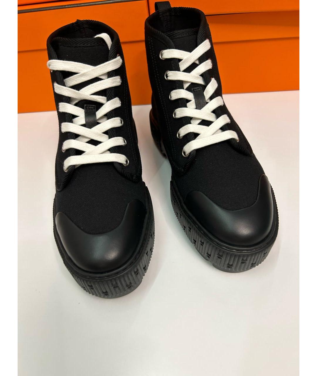 HERMES Черные текстильные ботинки, фото 4