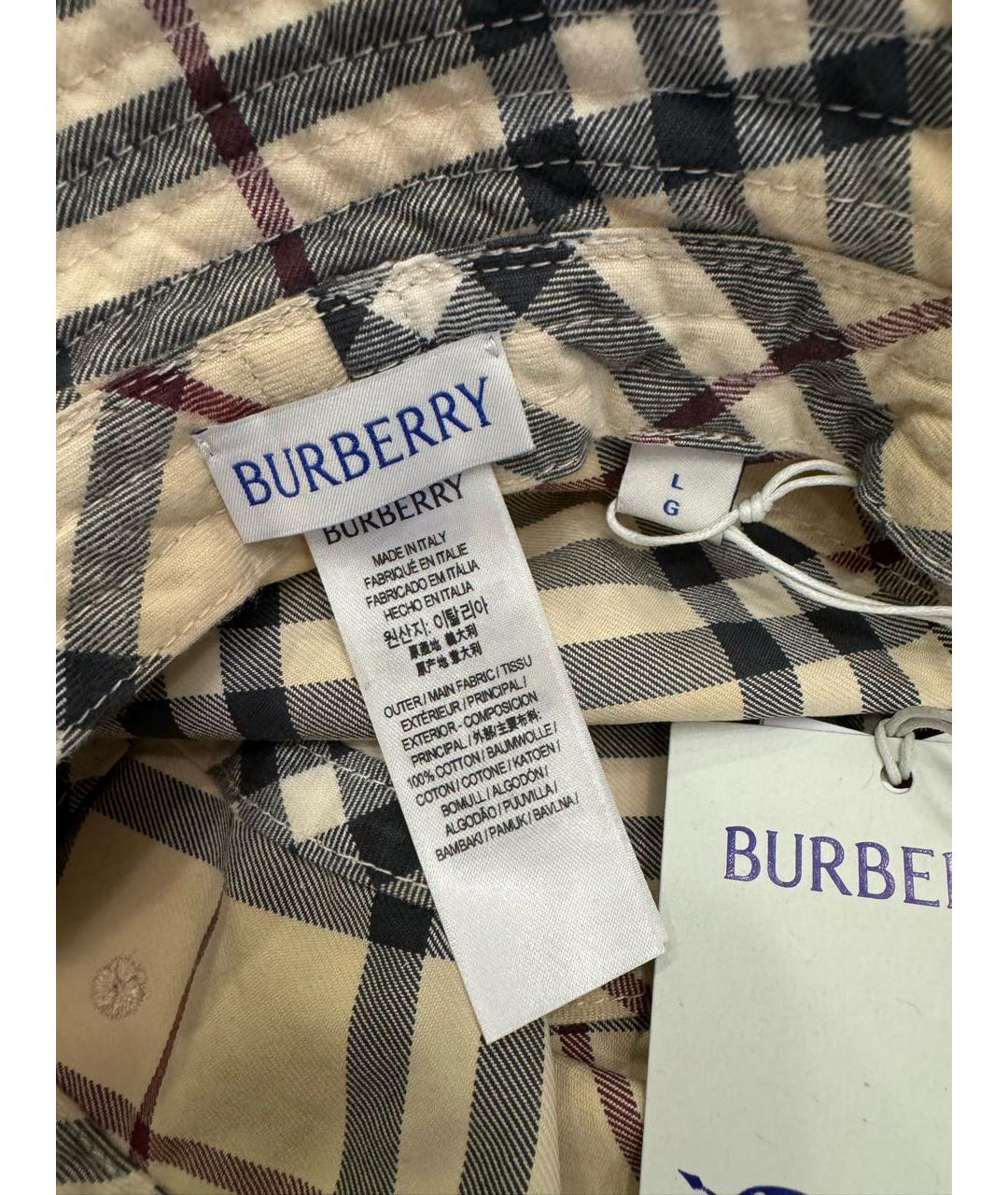 BURBERRY Бежевая хлопковая кепка/бейсболка, фото 3