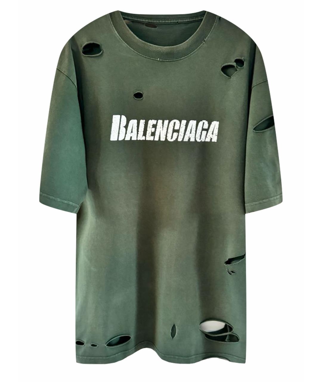 BALENCIAGA Зеленая хлопковая футболка, фото 1