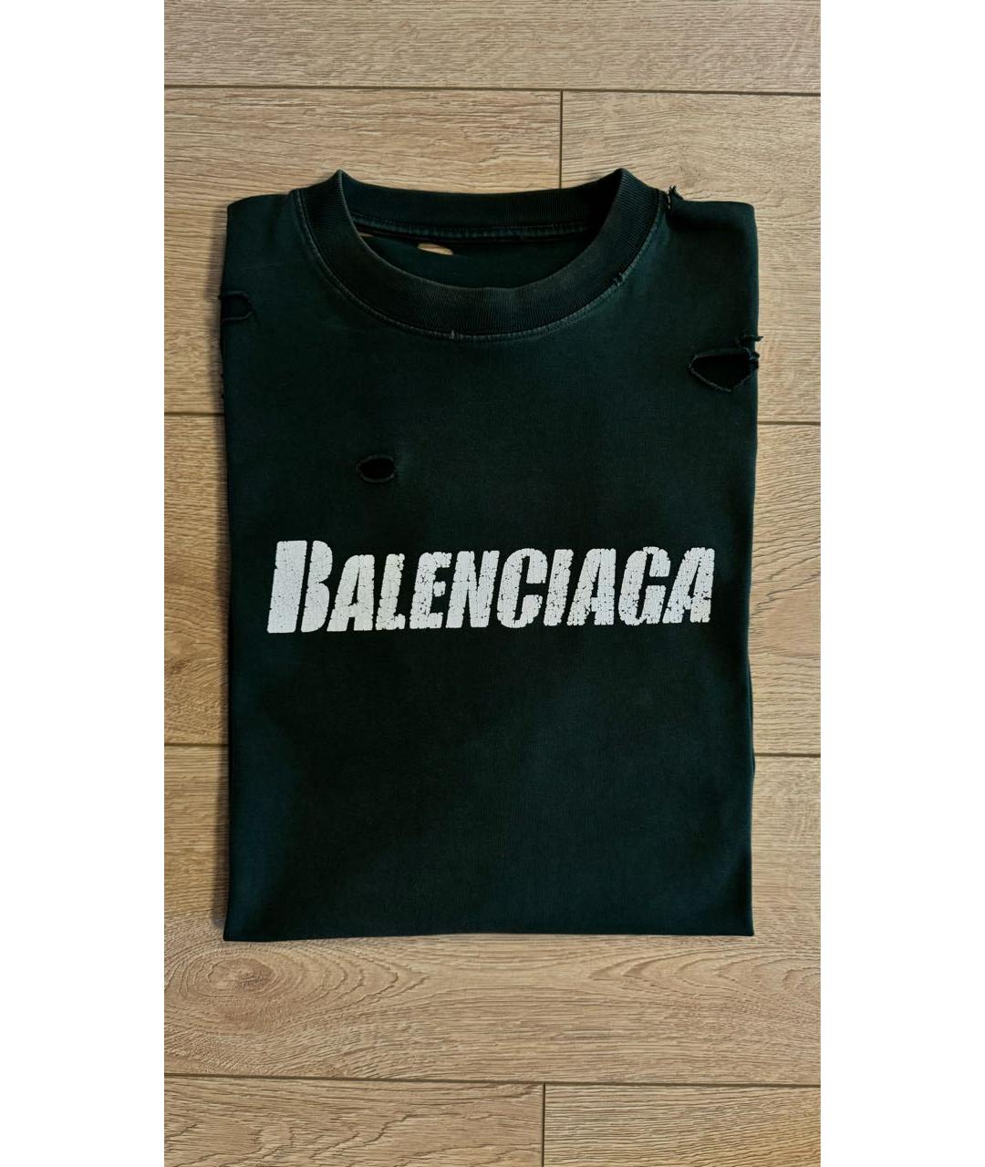 BALENCIAGA Зеленая хлопковая футболка, фото 4