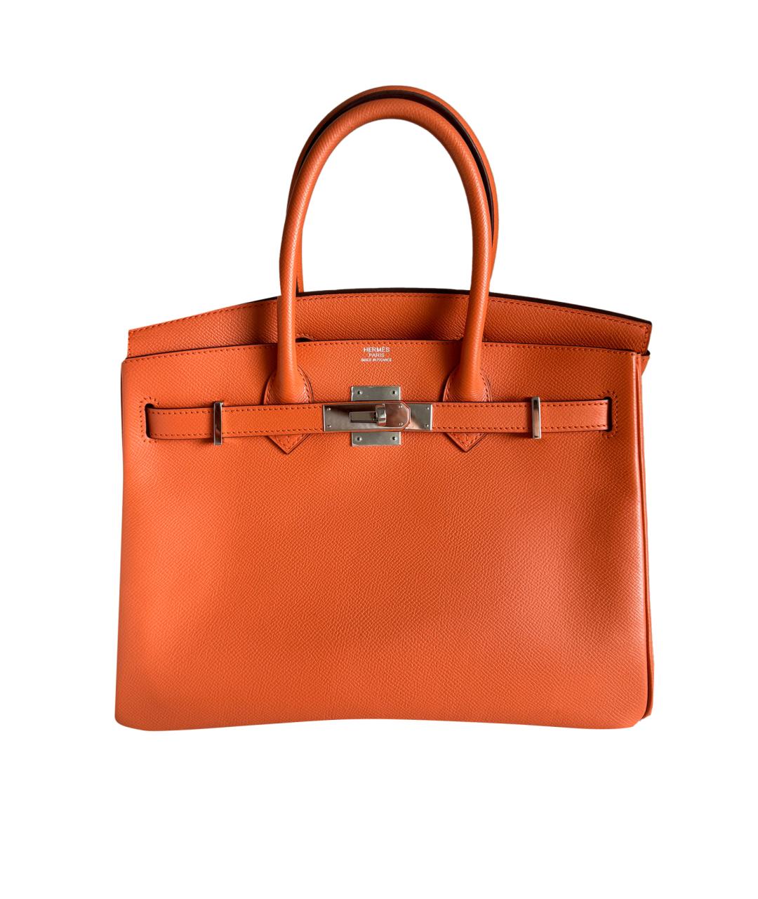 HERMES PRE-OWNED Оранжевая кожаная сумка с короткими ручками, фото 1