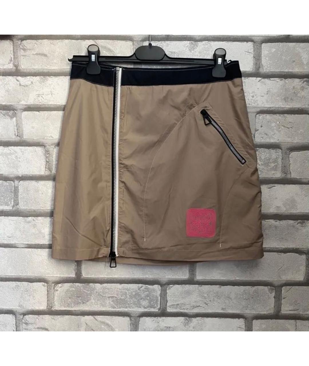 DKNY Бежевая хлопковая юбка мини, фото 3