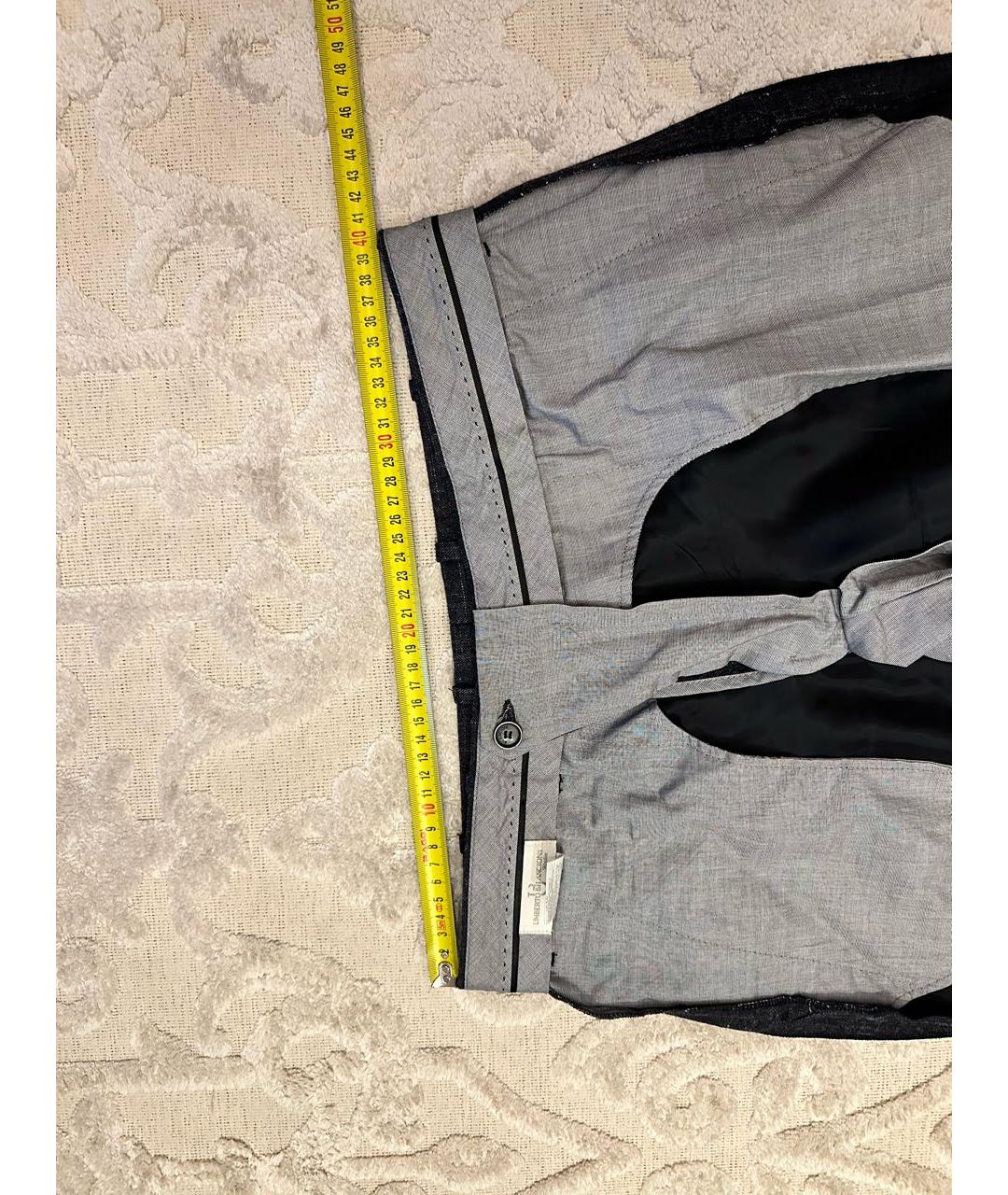 BILANCIONI Антрацитовые шерстяные повседневные брюки, фото 6