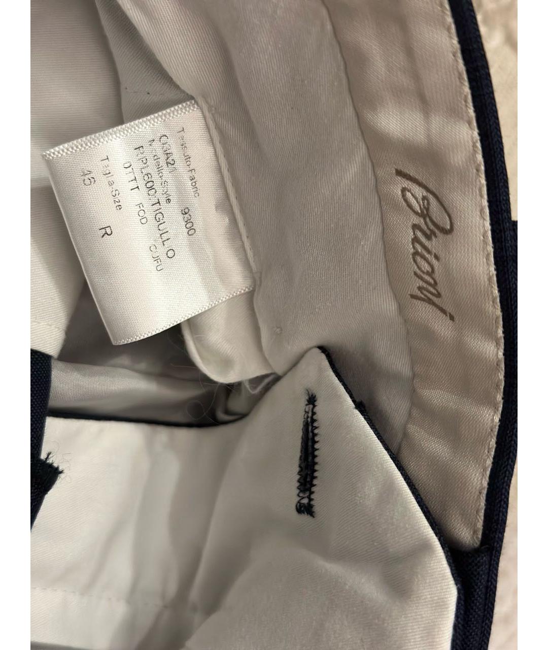 BRIONI Темно-синие шерстяные повседневные брюки, фото 4