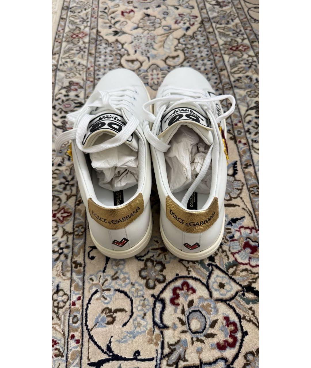 DOLCE&GABBANA Белые кожаные кеды, фото 3