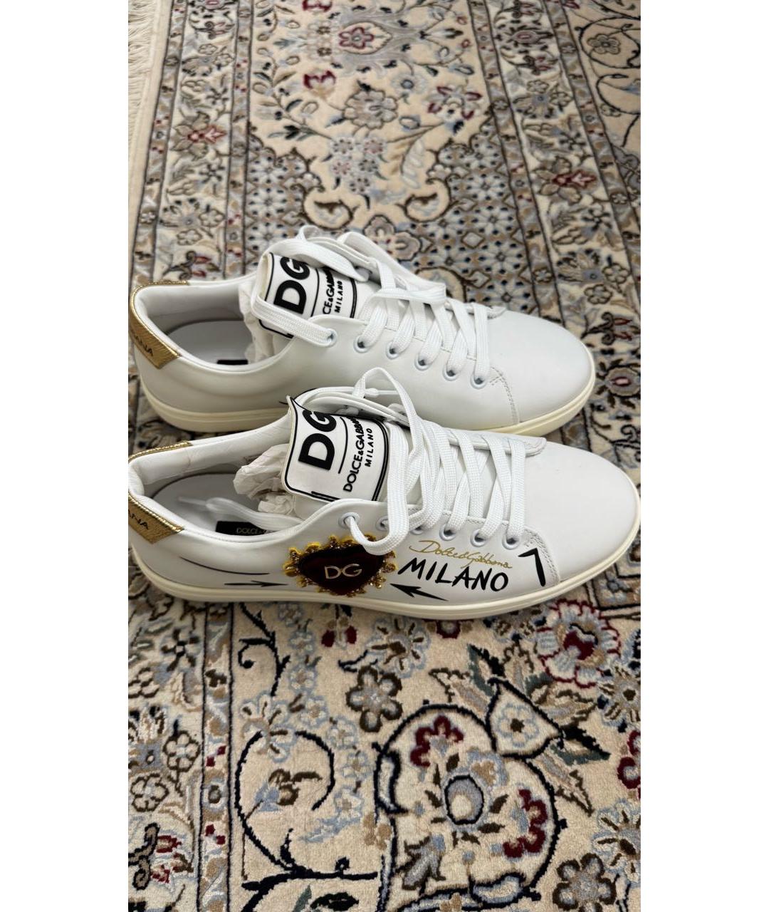 DOLCE&GABBANA Белые кожаные кеды, фото 5