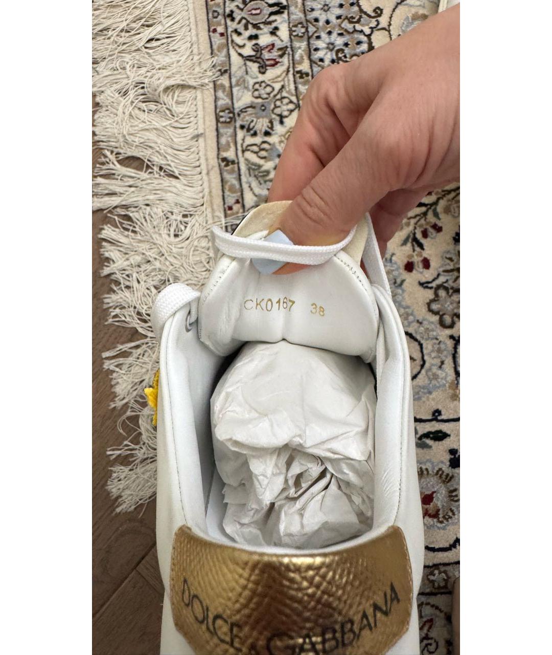 DOLCE&GABBANA Белые кожаные кеды, фото 4