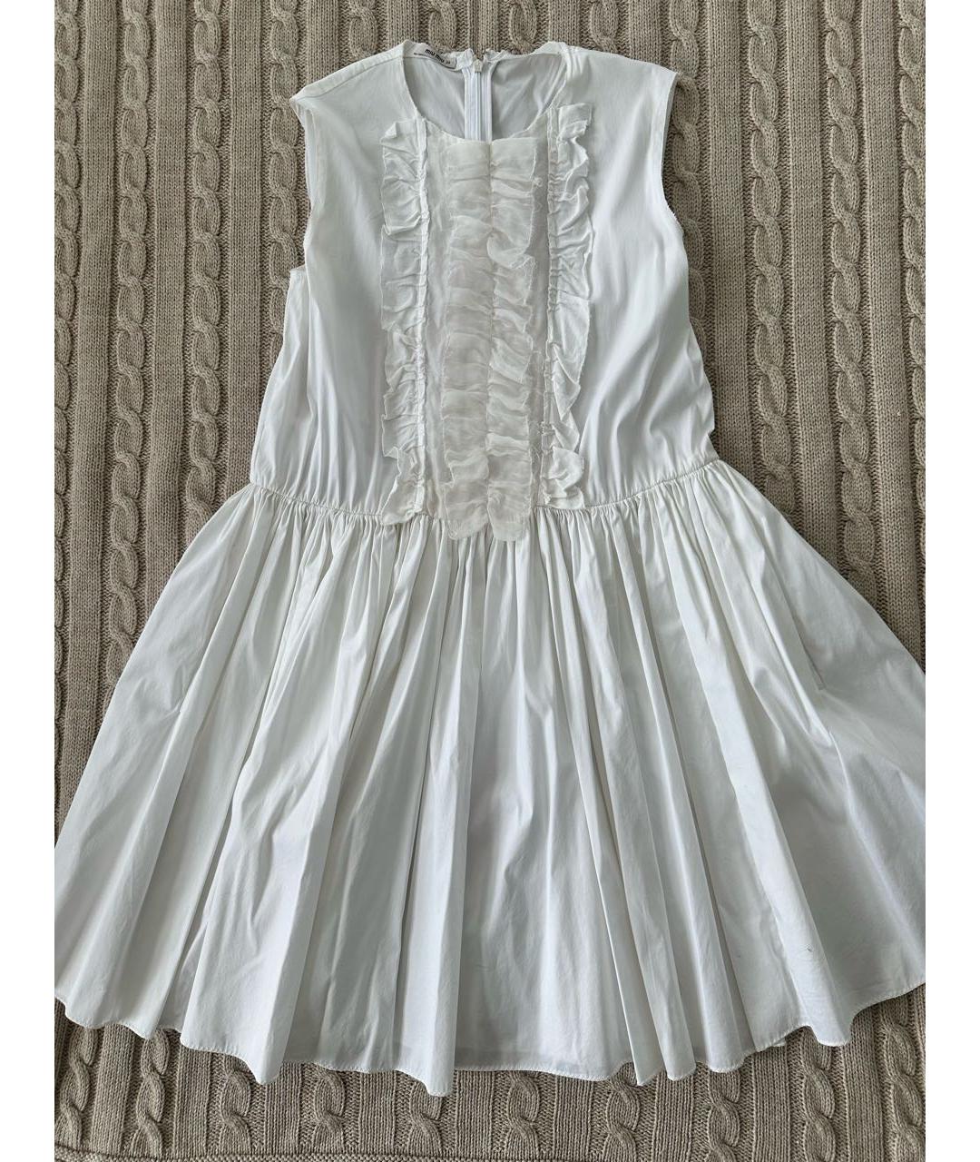 MIU MIU Белое хлопковое коктейльное платье, фото 7