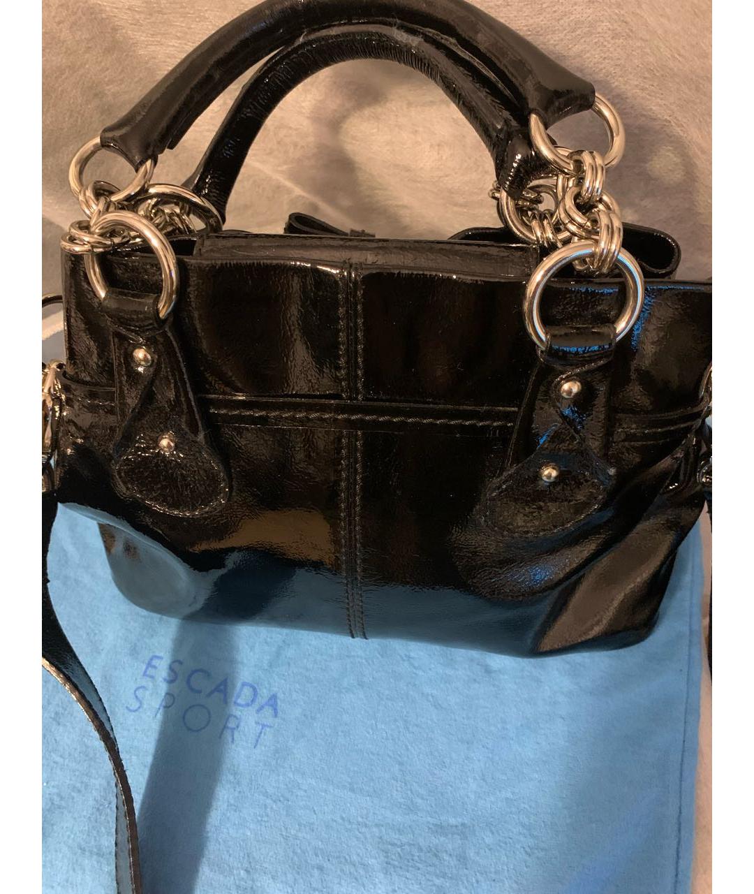 ESCADA Черная сумка с короткими ручками из лакированной кожи, фото 4