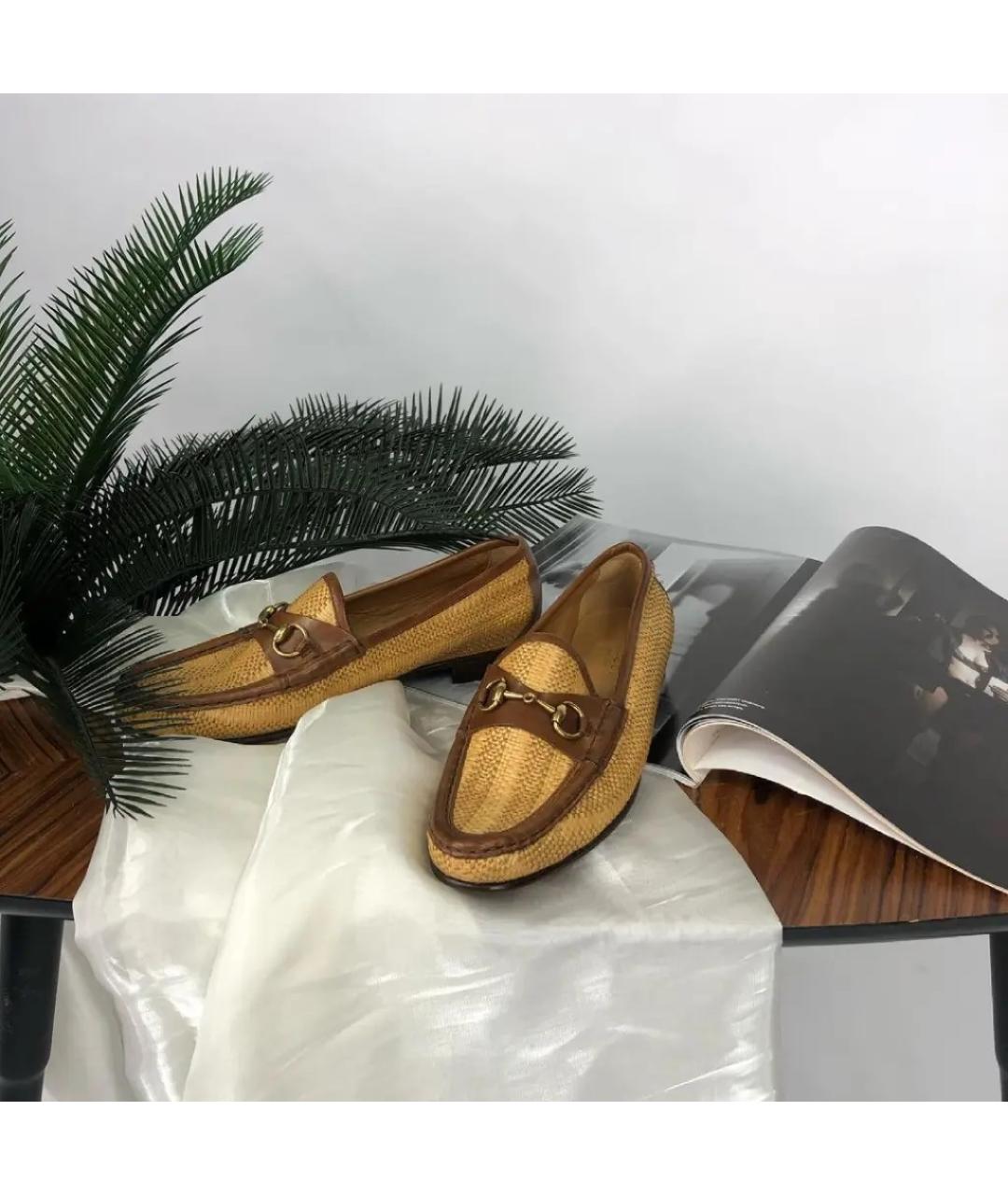 GUCCI Желтые кожаные мокасины, фото 6