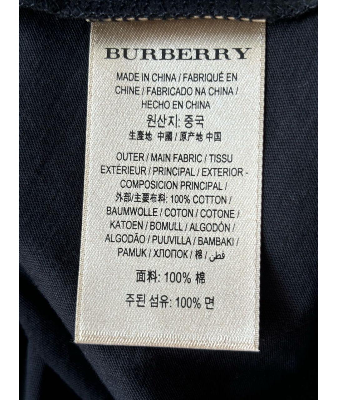 BURBERRY Черная хлопковая футболка, фото 6