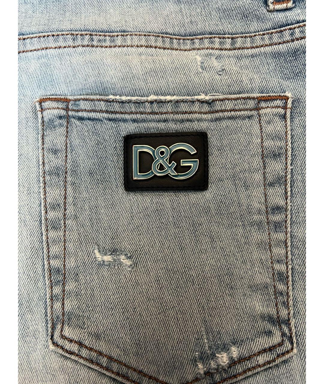 DOLCE&GABBANA Голубые хлопко-эластановые джинсы скинни, фото 4
