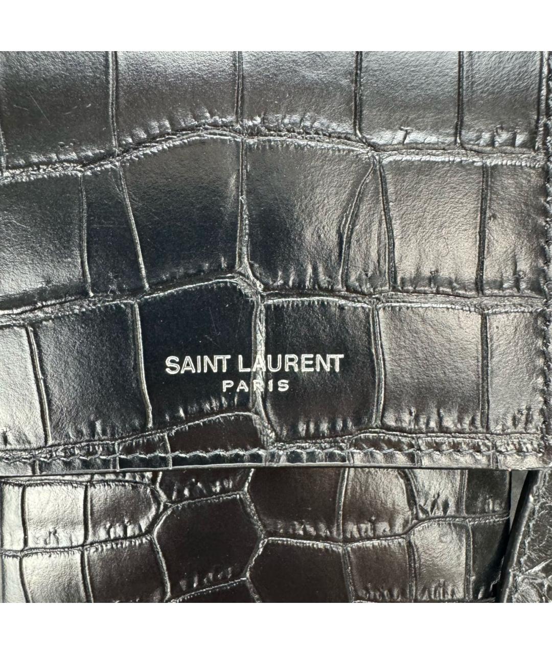 SAINT LAURENT Черная кожаная сумка через плечо, фото 5