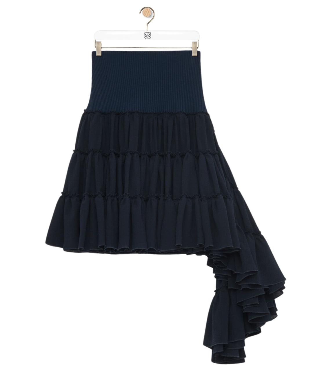 LOEWE Темно-синяя шелковая юбка мини, фото 7