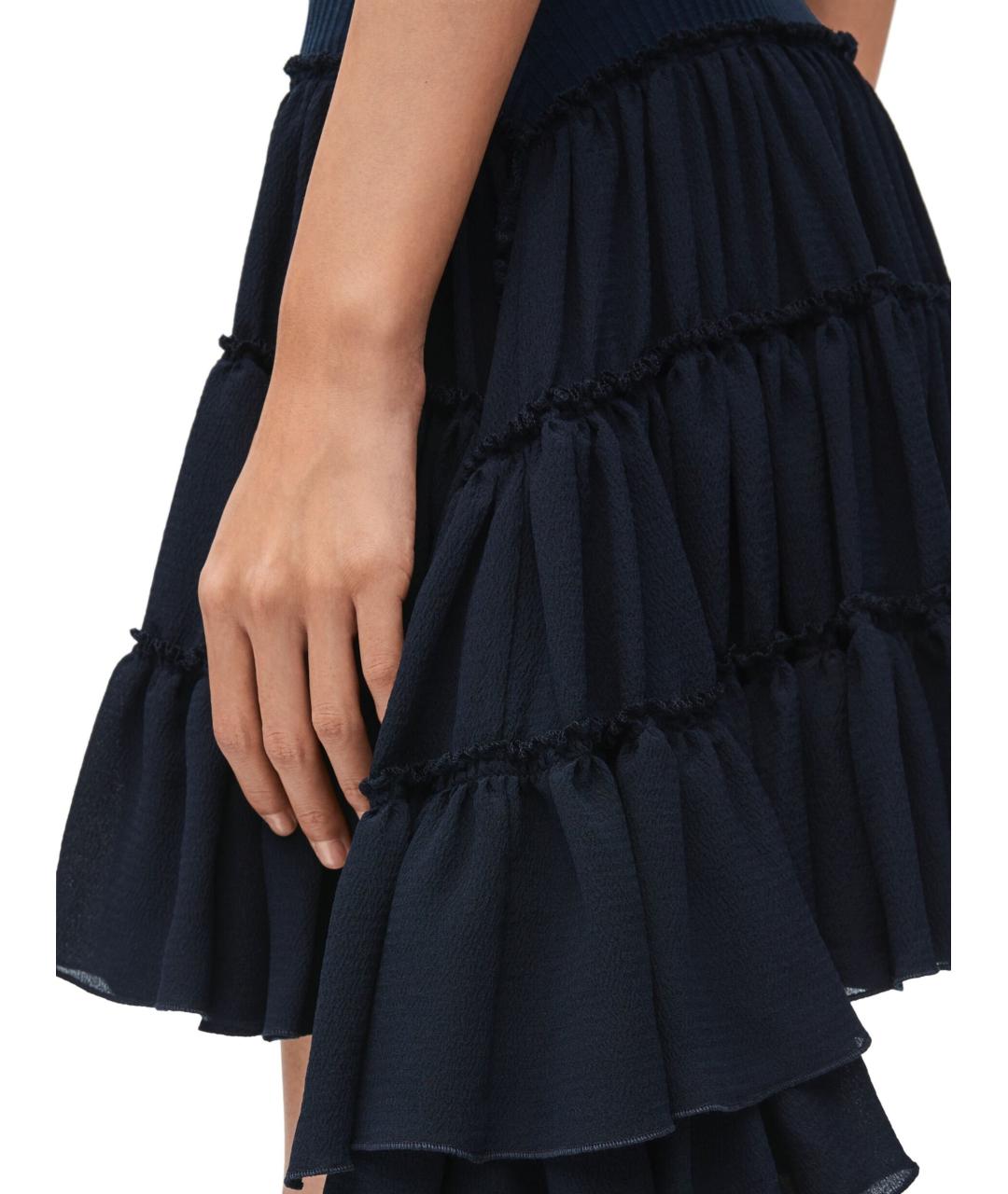 LOEWE Темно-синяя шелковая юбка мини, фото 6