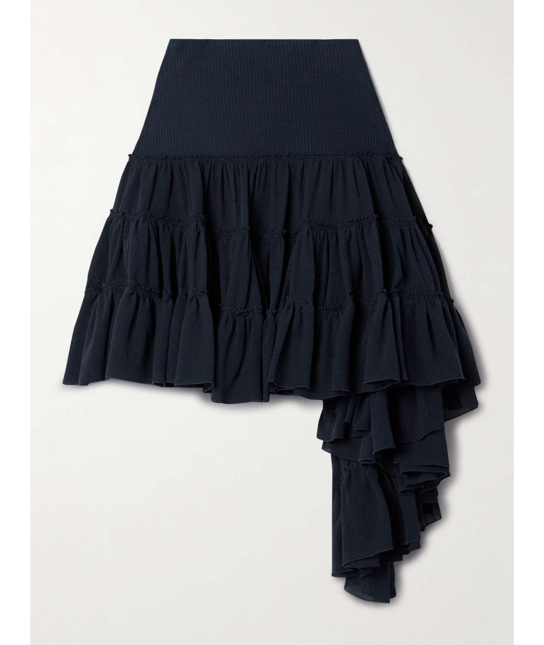 LOEWE Темно-синяя шелковая юбка мини, фото 2