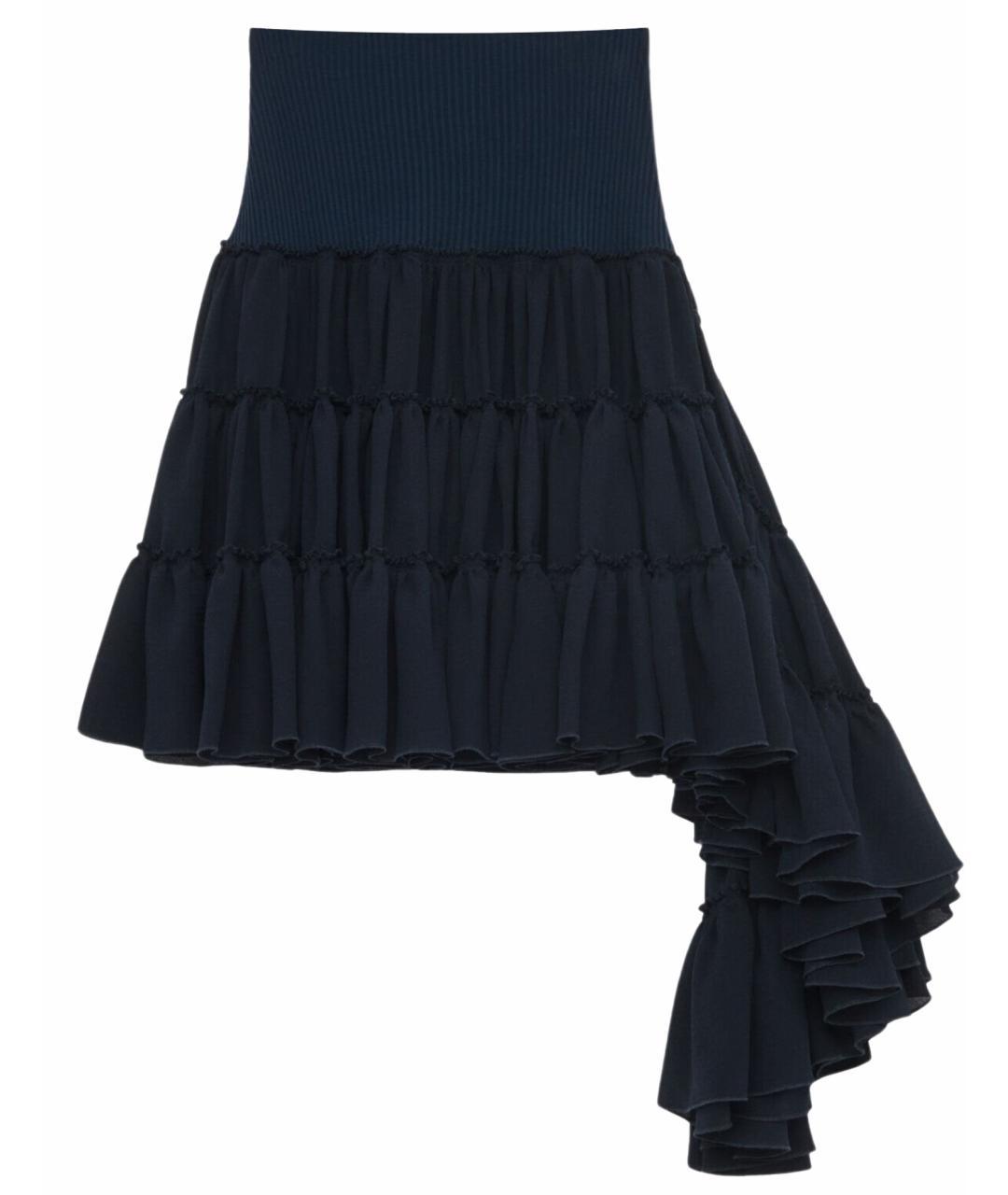 LOEWE Темно-синяя шелковая юбка мини, фото 1