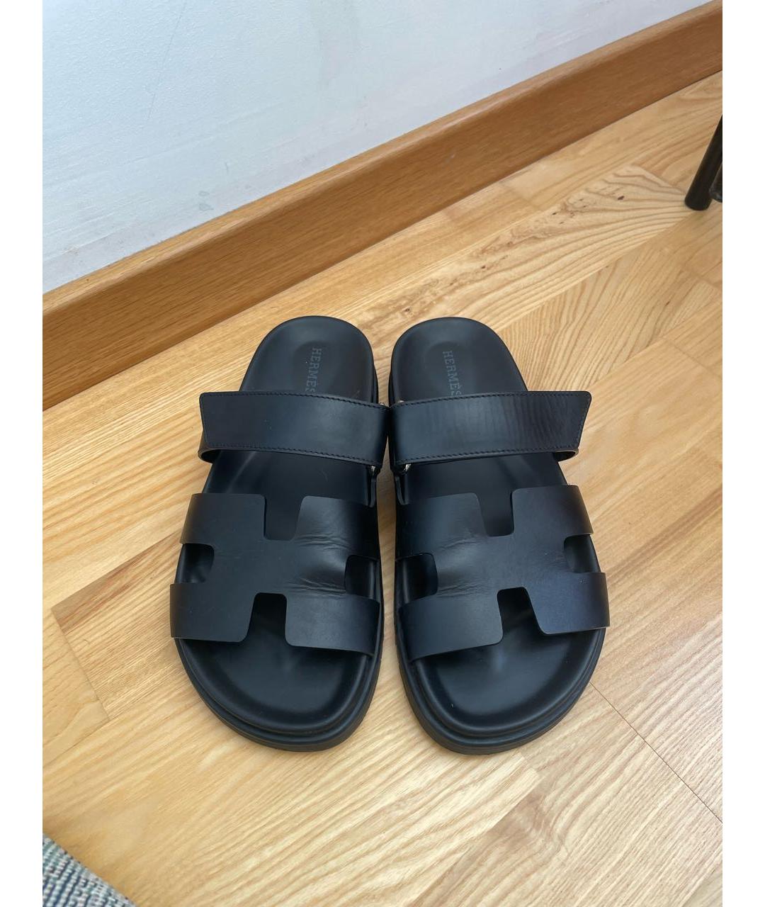 HERMES PRE-OWNED Черные кожаные сандалии, фото 3