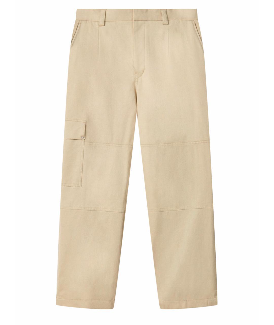 LOEWE Бежевые хлопковые повседневные брюки, фото 1
