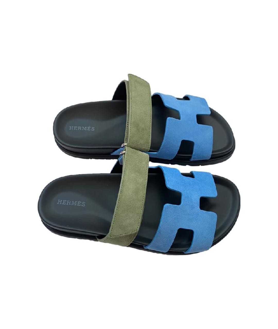HERMES PRE-OWNED Голубые замшевые сандалии, фото 3