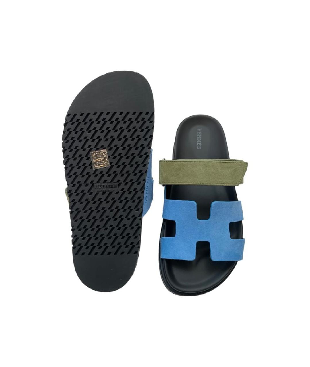 HERMES PRE-OWNED Голубые замшевые сандалии, фото 4