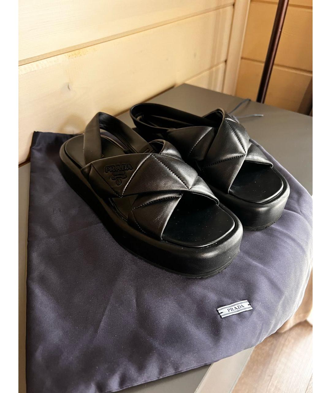 PRADA Черные кожаные сандалии, фото 3