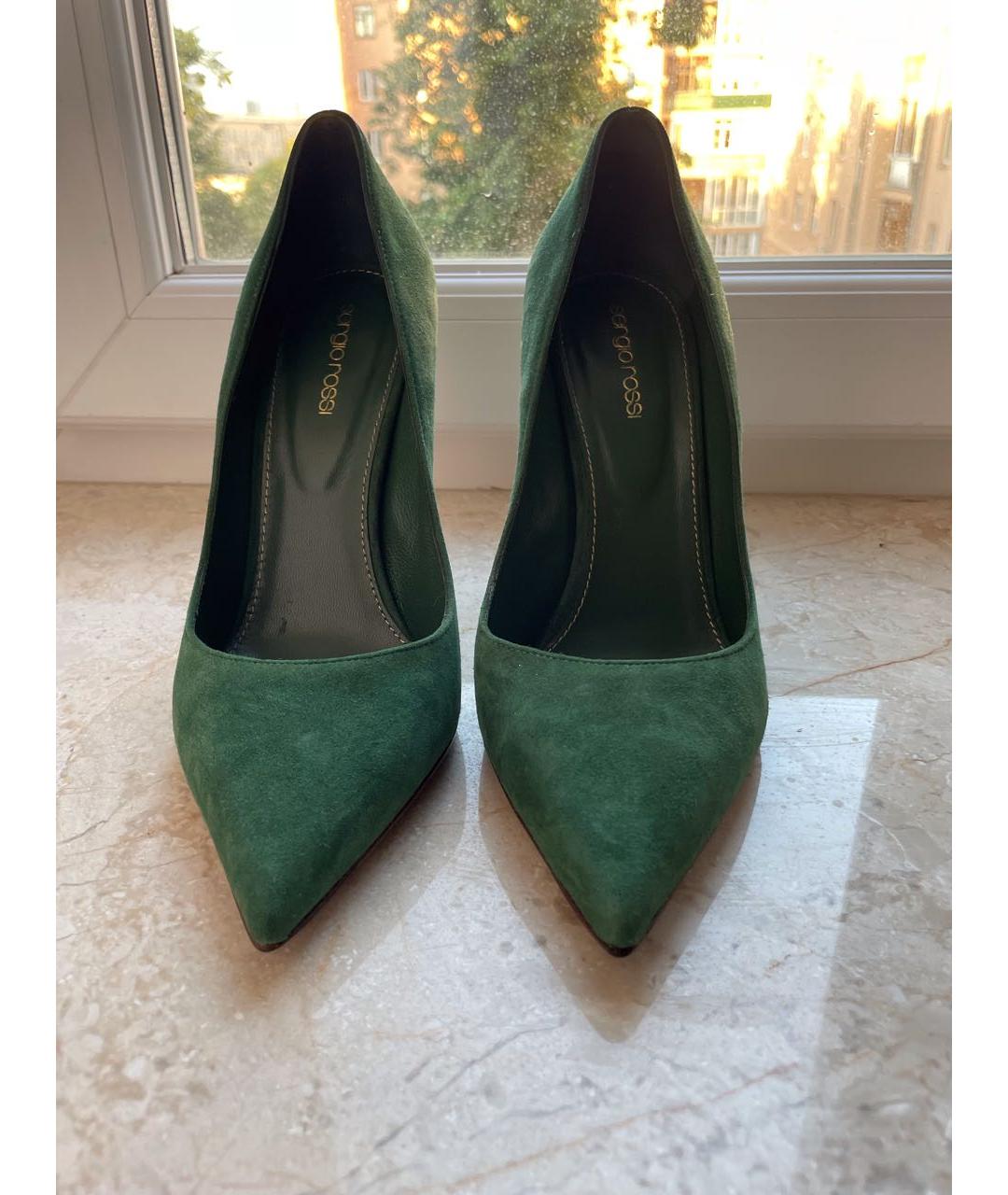 SERGIO ROSSI Зеленые замшевые туфли, фото 2