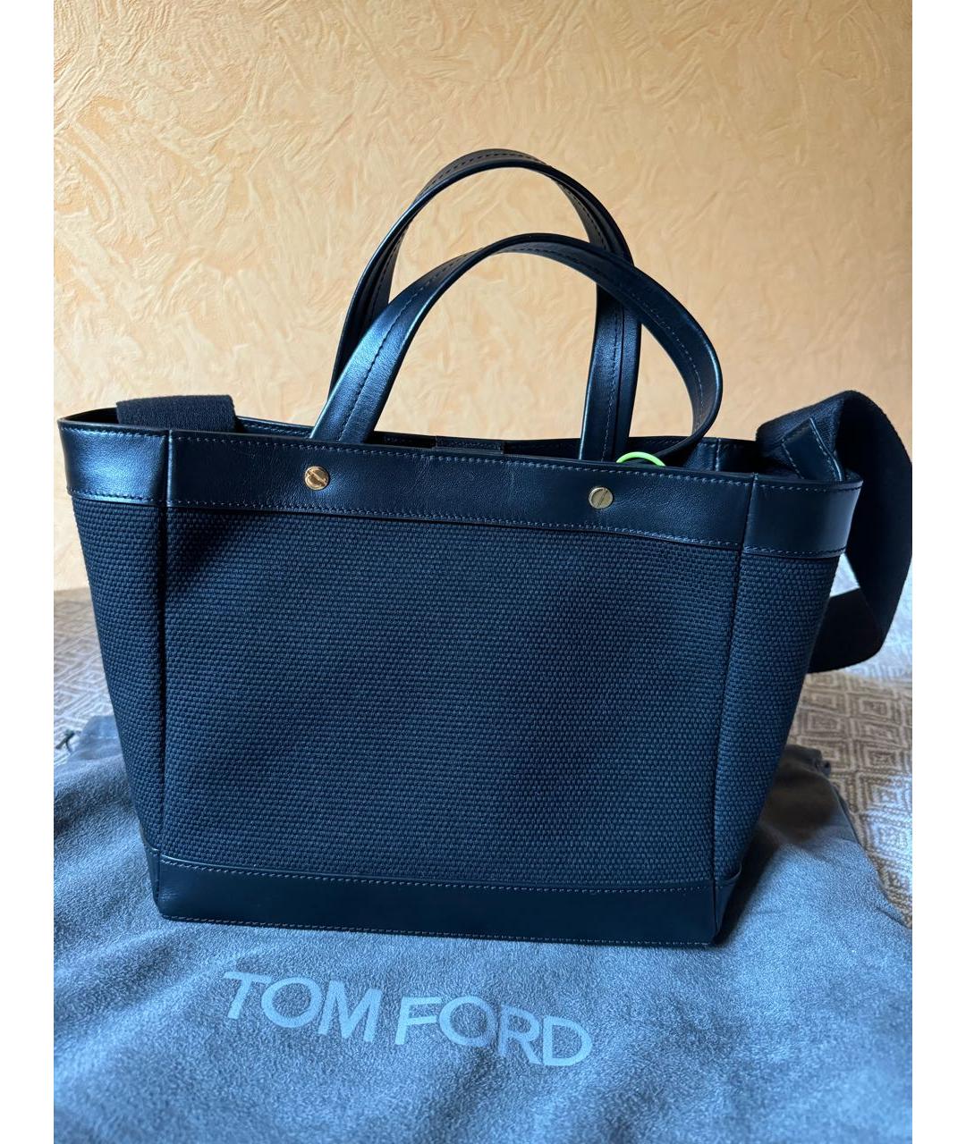 TOM FORD Черная хлопковая сумка с короткими ручками, фото 3