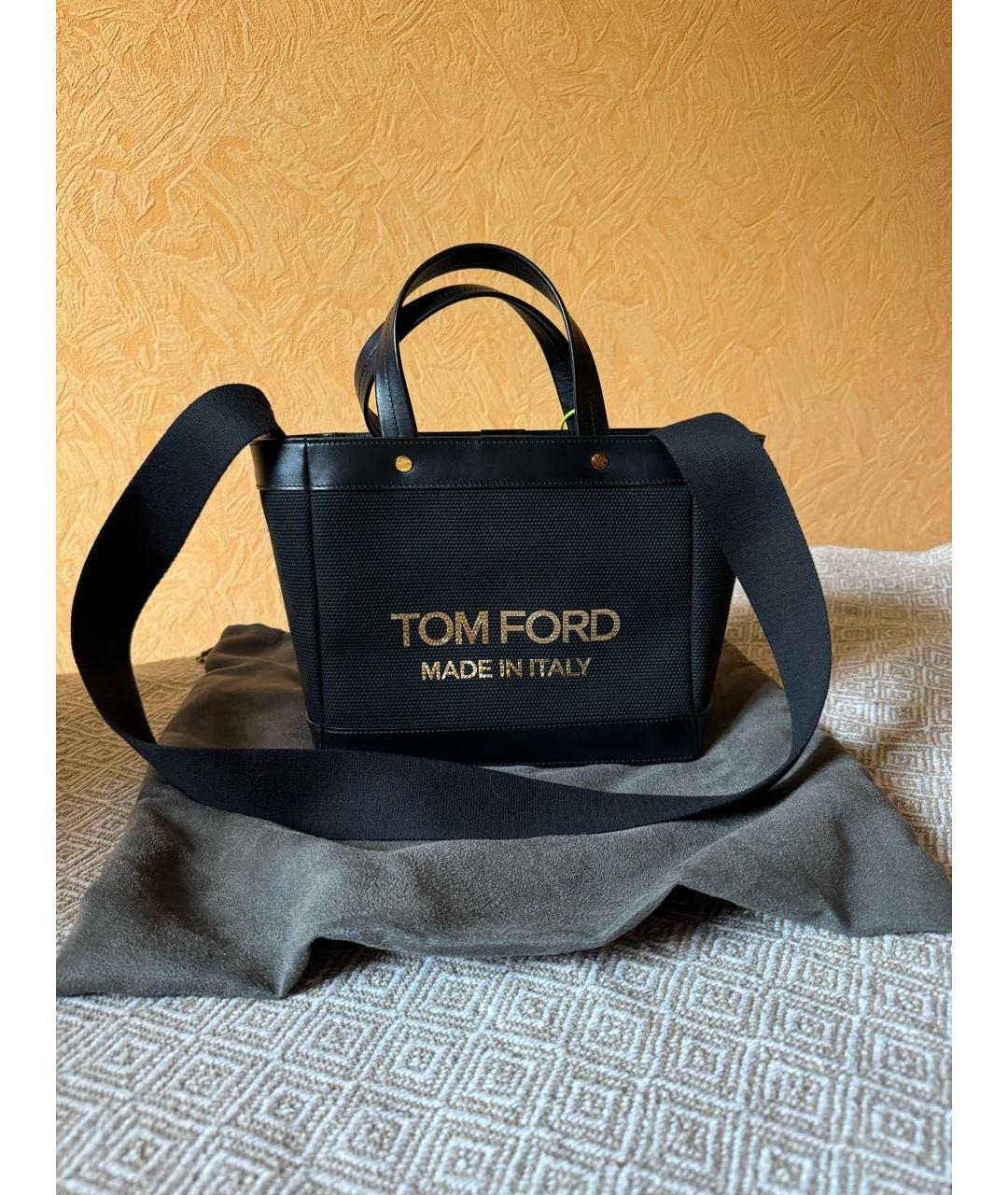 TOM FORD Черная хлопковая сумка с короткими ручками, фото 9