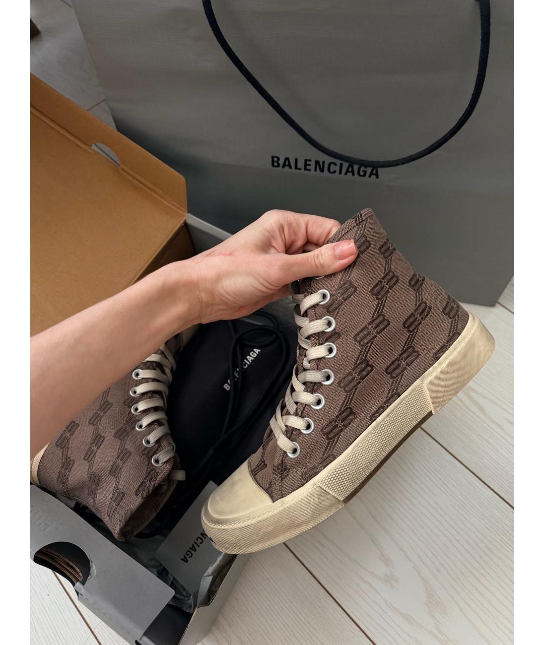 BALENCIAGA Коричневые кожаные кеды, фото 3