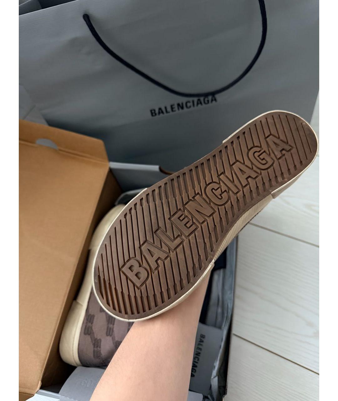 BALENCIAGA Коричневые кожаные кеды, фото 4