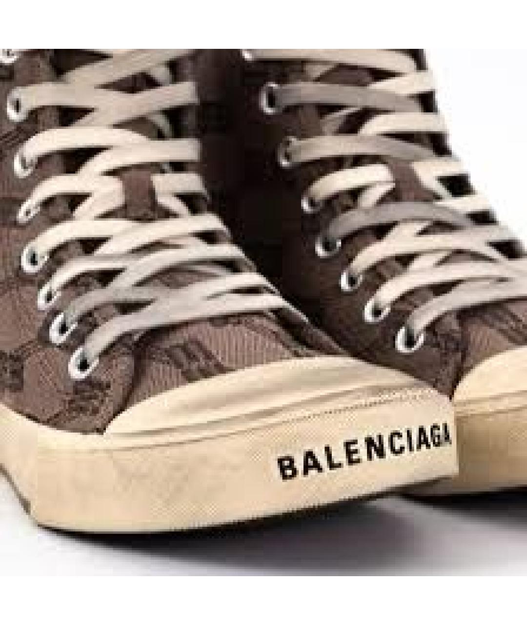 BALENCIAGA Коричневые кожаные кеды, фото 3