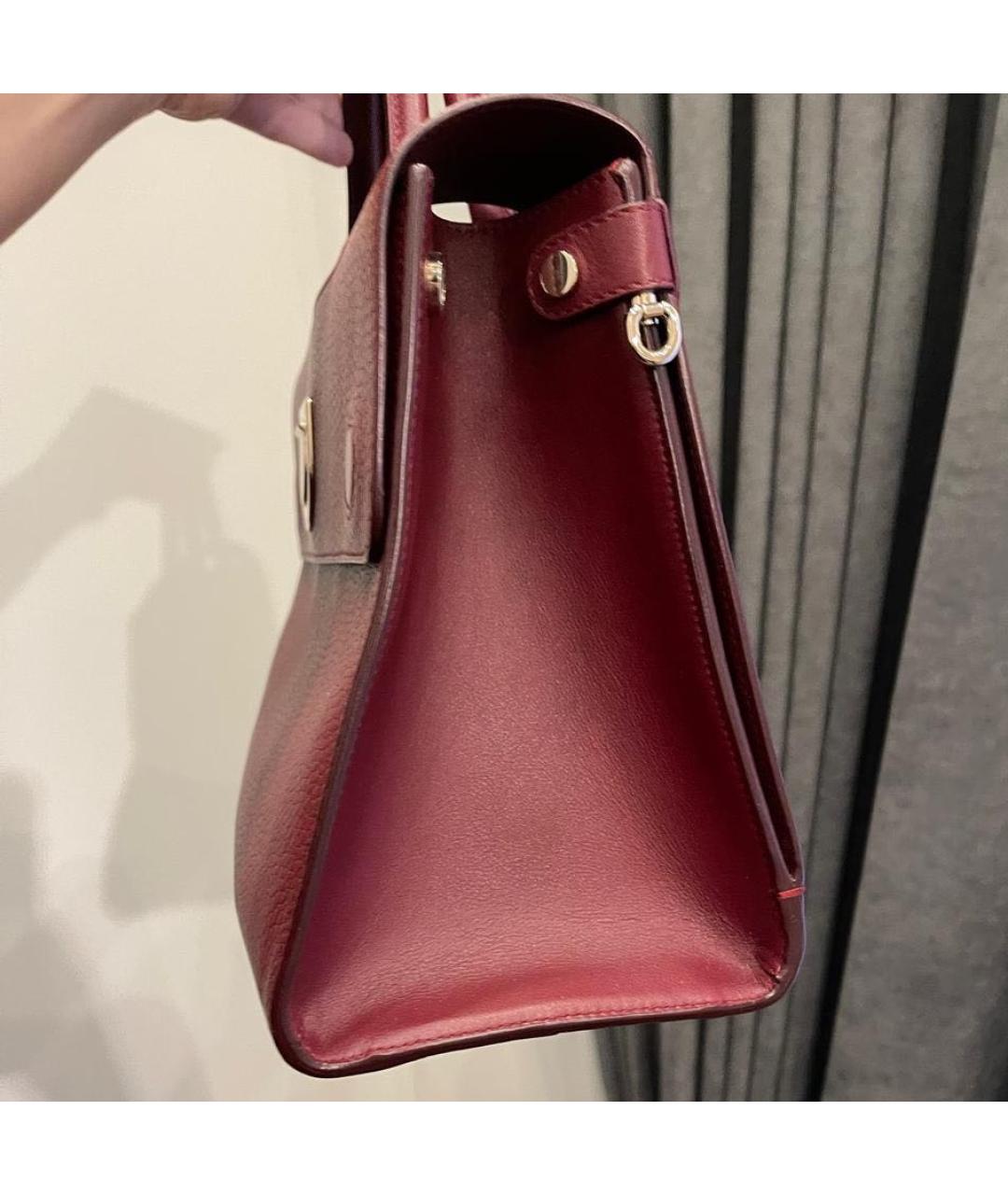 CHRISTIAN DIOR Бордовая кожаная сумка с короткими ручками, фото 4
