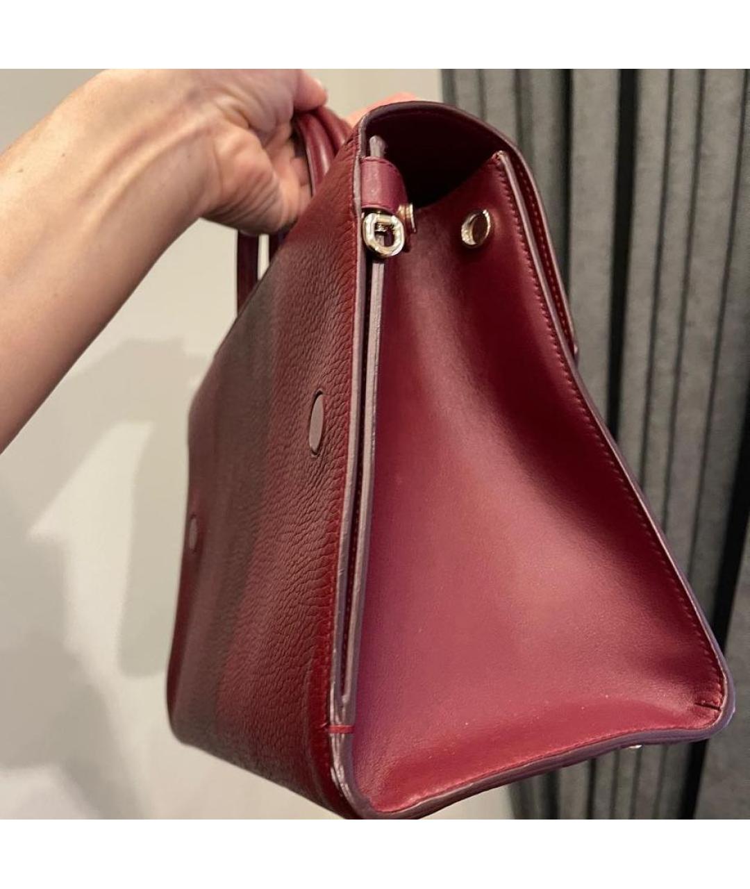 CHRISTIAN DIOR Бордовая кожаная сумка с короткими ручками, фото 5
