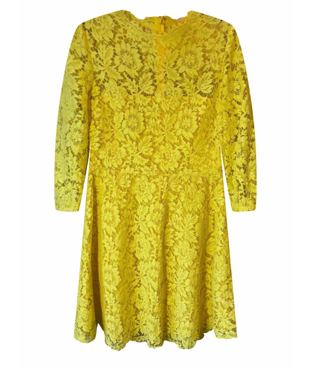 VALENTINO Желтое кружевное вечернее платье, фото 1