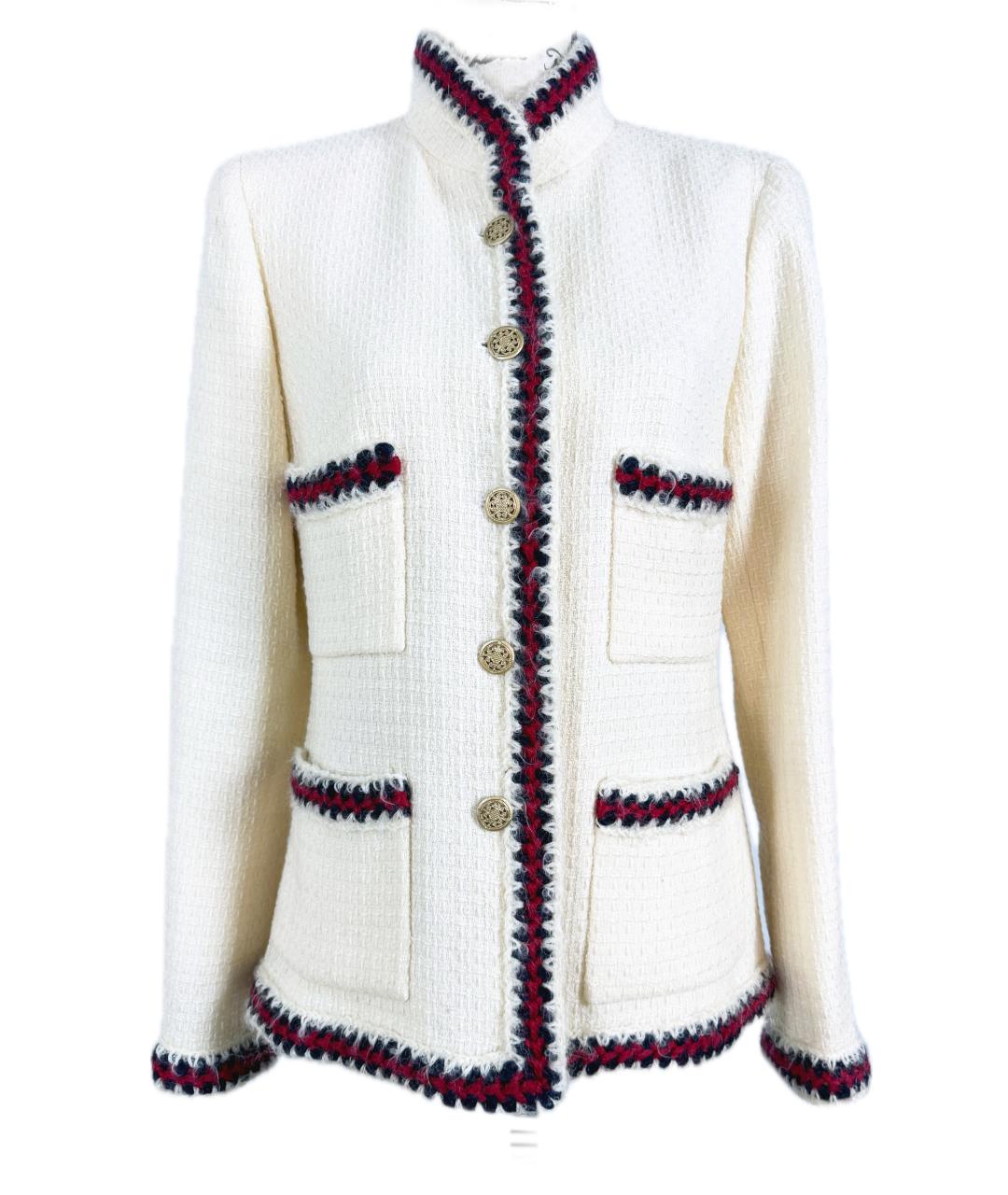 CHANEL PRE-OWNED Белый твидовый жакет/пиджак, фото 8
