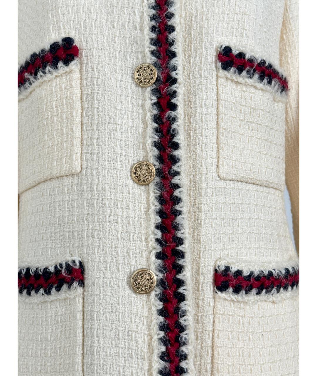 CHANEL PRE-OWNED Белый твидовый жакет/пиджак, фото 5