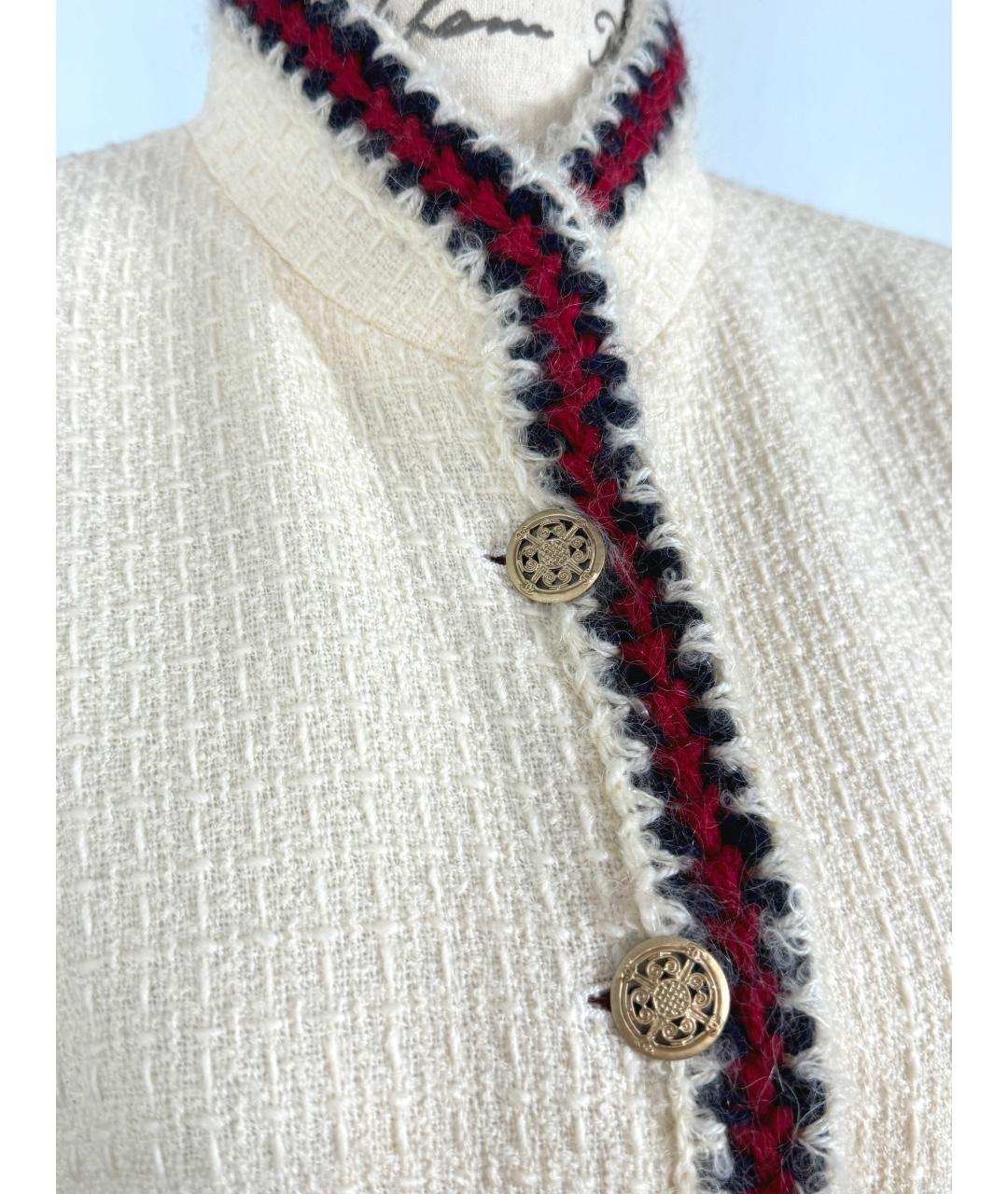 CHANEL PRE-OWNED Белый твидовый жакет/пиджак, фото 6