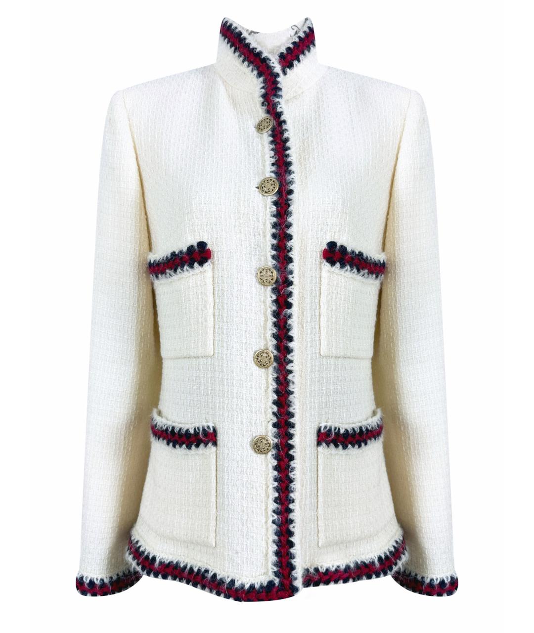 CHANEL PRE-OWNED Белый твидовый жакет/пиджак, фото 1