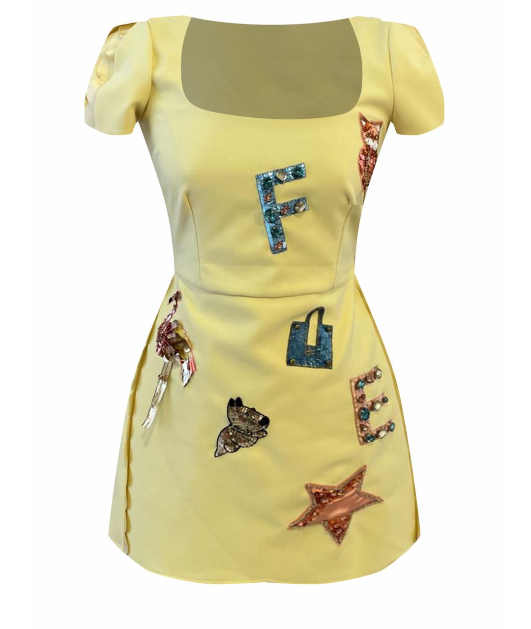 ELISABETTA FRANCHI Желтое полиэстеровое коктейльное платье, фото 1