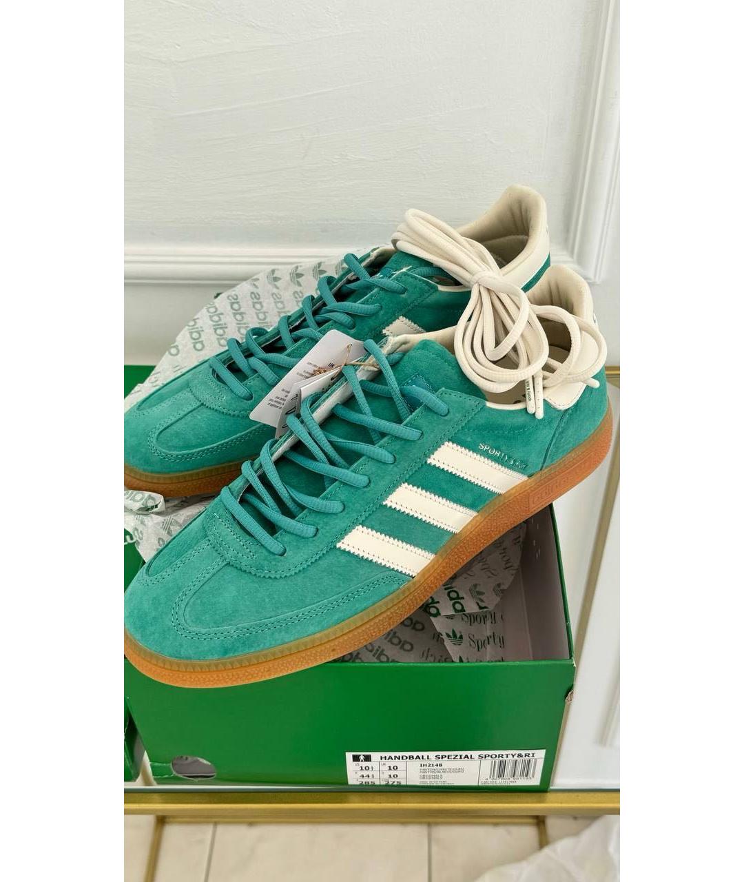 ADIDAS Зеленые замшевые низкие кроссовки / кеды, фото 4