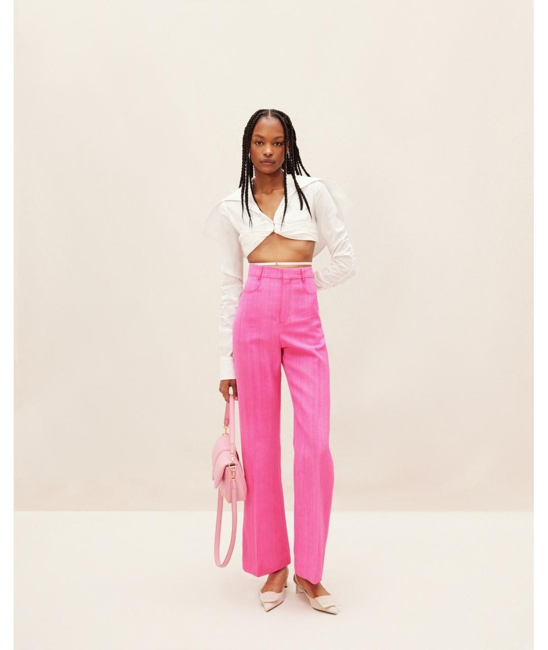 JACQUEMUS Розовые вискозные брюки широкие, фото 6