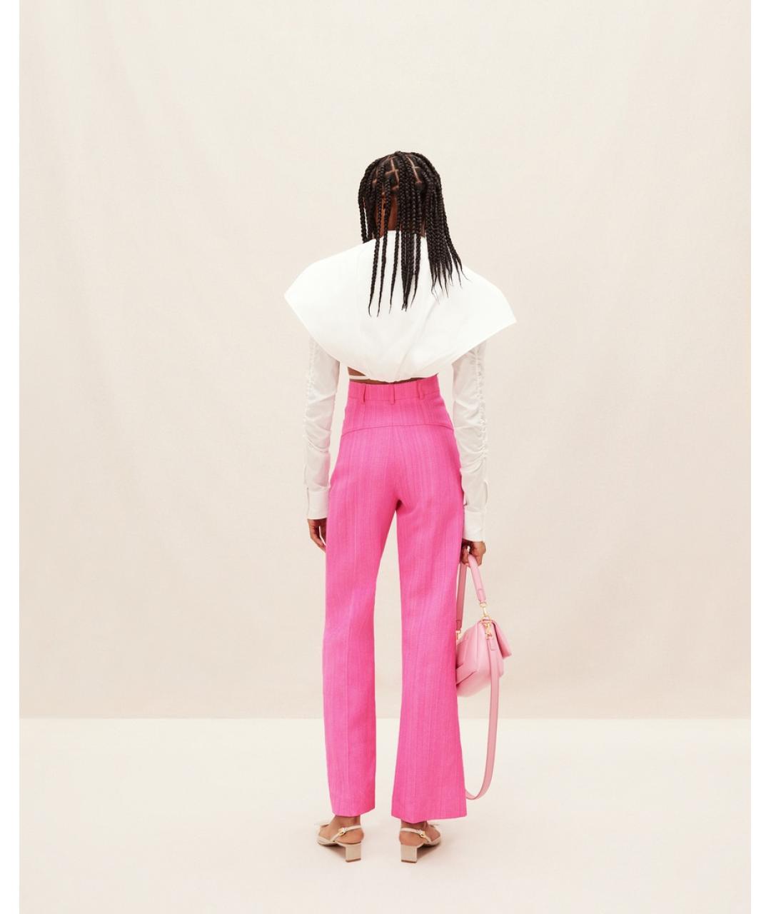 JACQUEMUS Розовые вискозные брюки широкие, фото 3