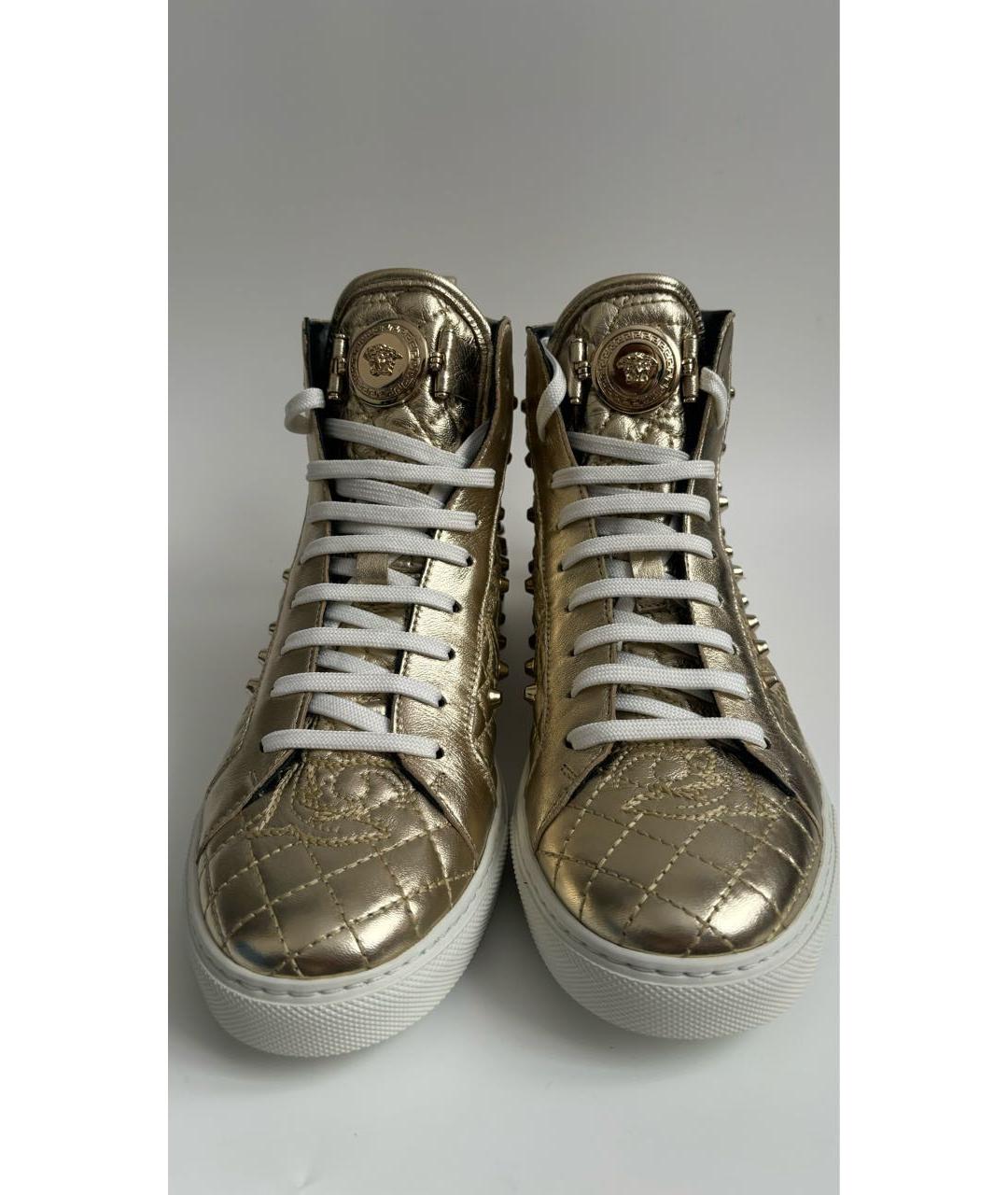 VERSACE Золотые кожаные кеды, фото 3