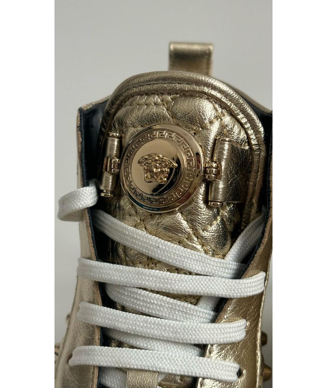 VERSACE Золотые кожаные кеды, фото 4