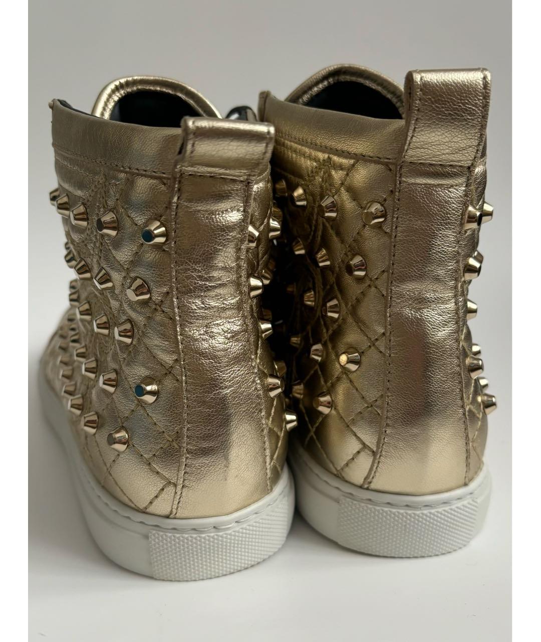 VERSACE Золотые кожаные кеды, фото 6