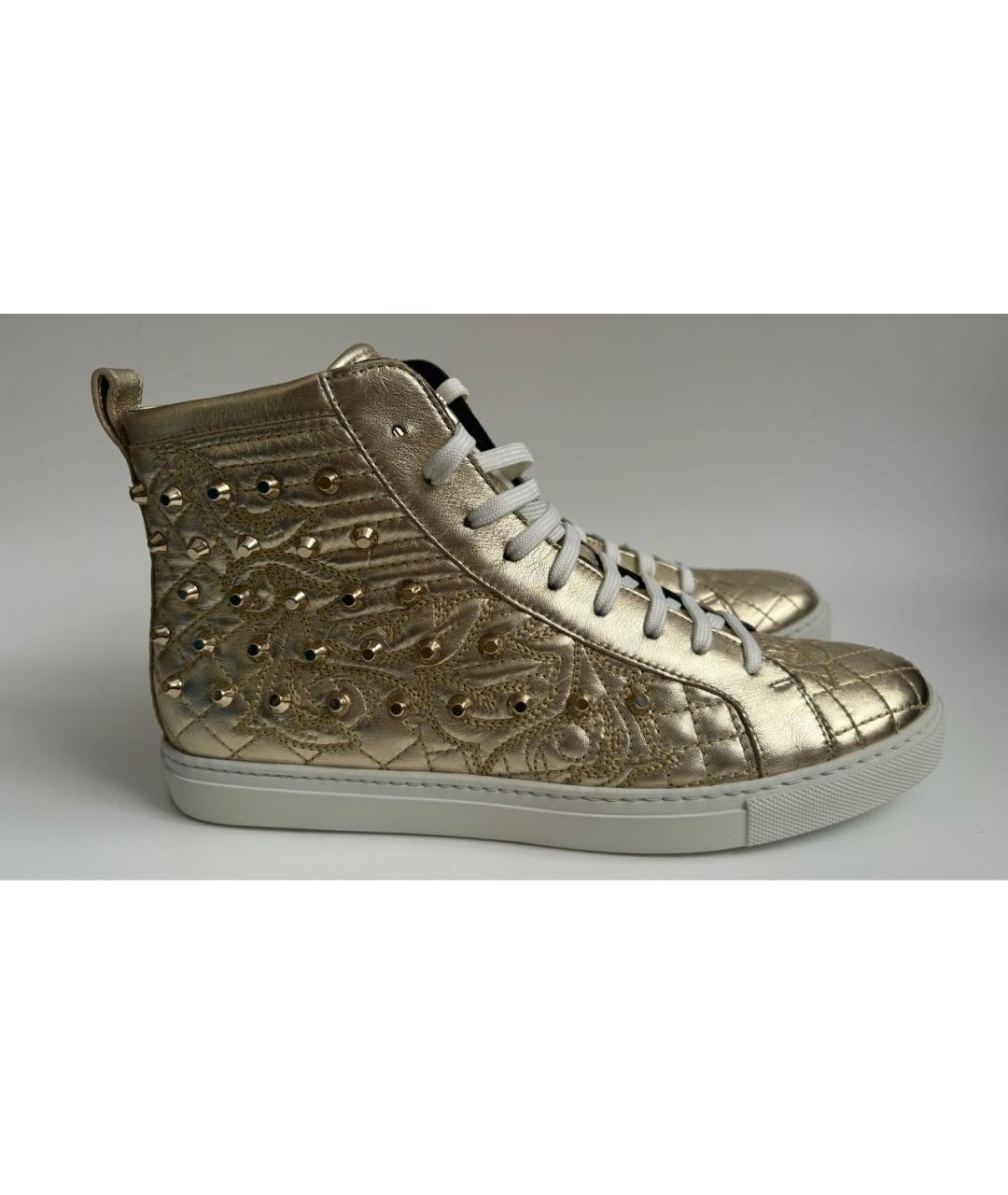 VERSACE Золотые кожаные кеды, фото 2