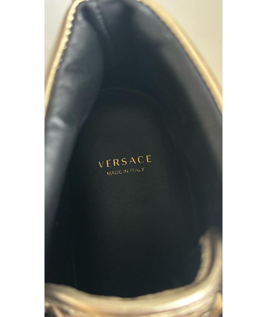VERSACE Золотые кожаные кеды, фото 7