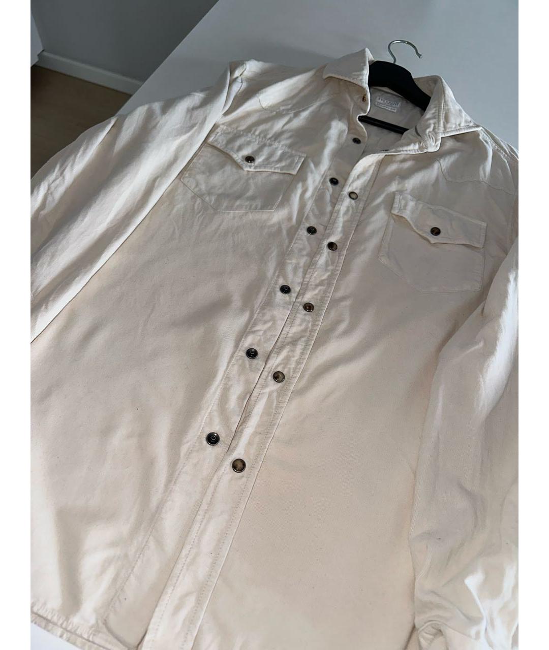 BRUNELLO CUCINELLI Бежевая хлопковая кэжуал рубашка, фото 7